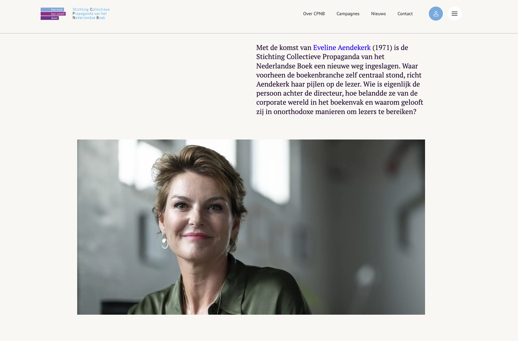 Afbeelding van het interview met Eveline Aendekerk op CPNB.nl