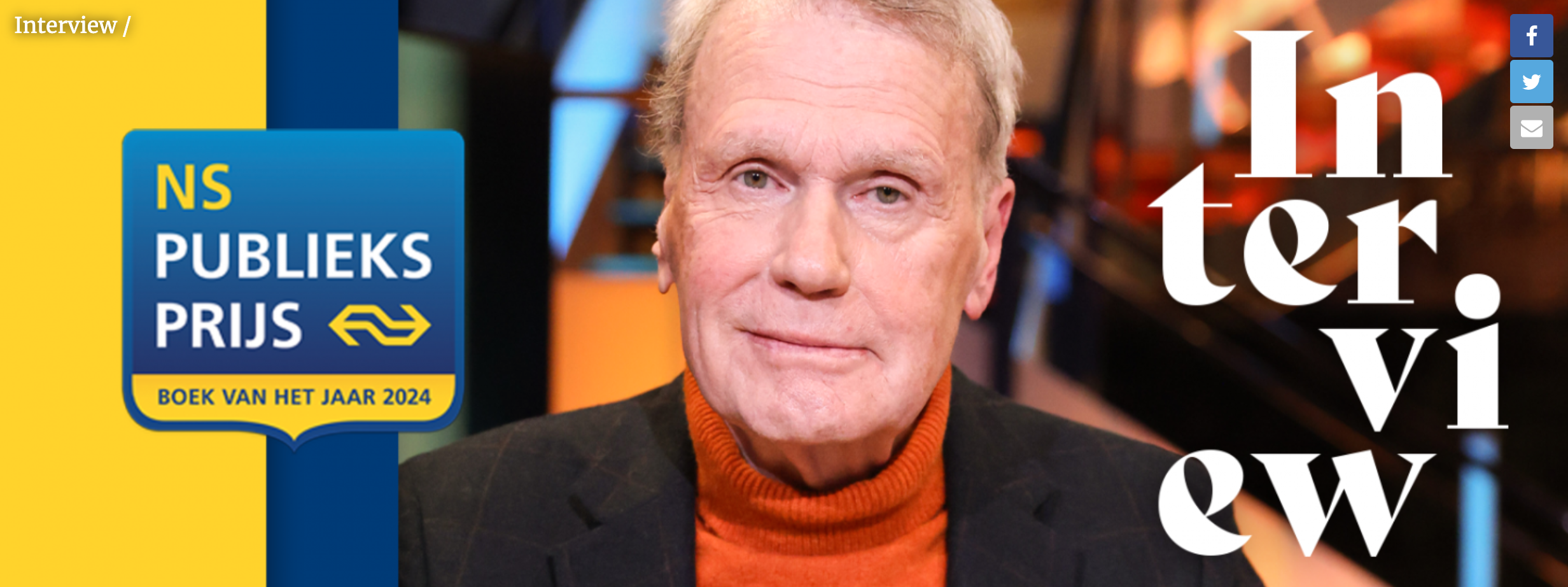 Een afbeelding van het interview met Adriaan van Dis op Hebban.nl.