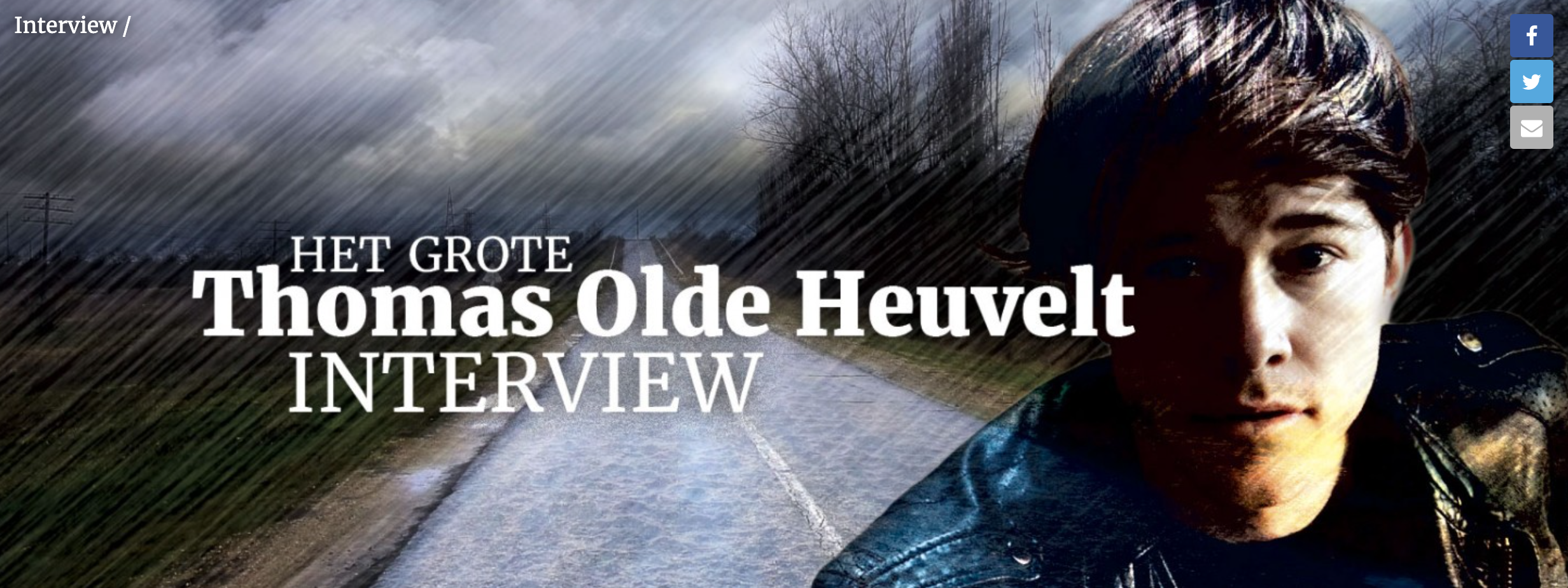 Een afbeelding van het interview met Thomas Olde Heuvelt op Hebban.nl.