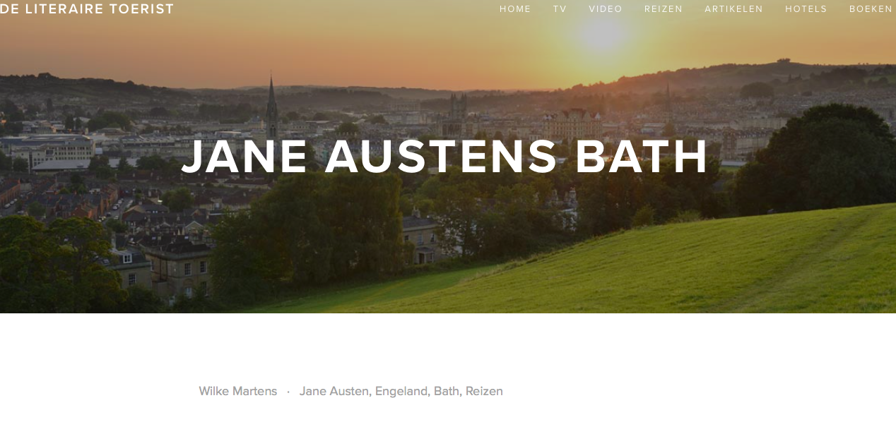 Een screenshot van het artikel 'Jane Austens Bath' op de website De Literaire Toerist.