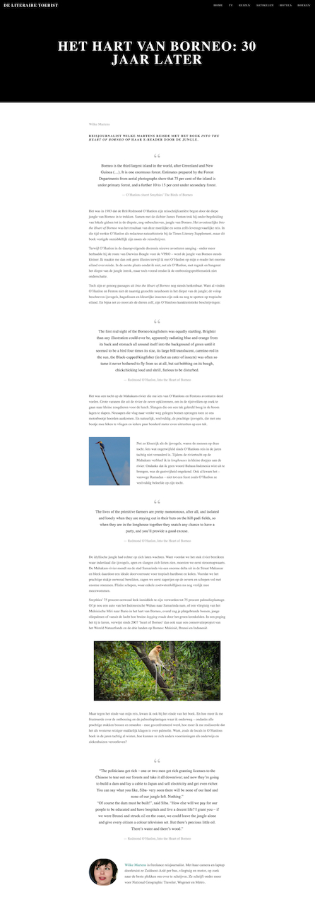 Een screenshot van het gehele artikel 'Het Birma van Orwell' op de website De Literaire Toerist.